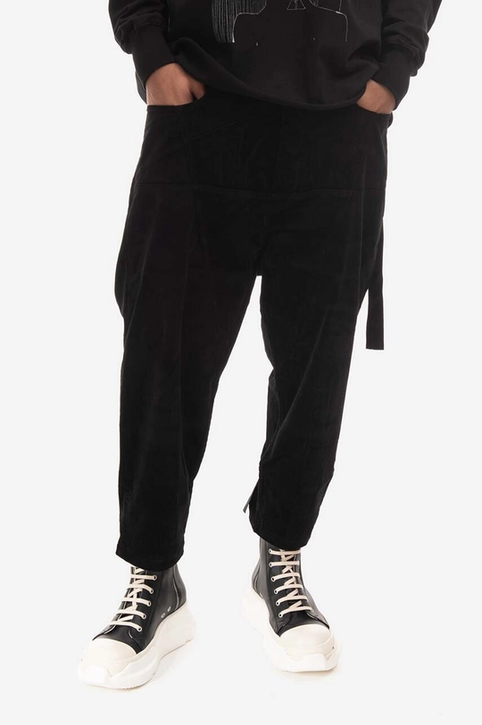 negru Rick Owens pantaloni de bumbac Pants Collapse Cut De bărbați