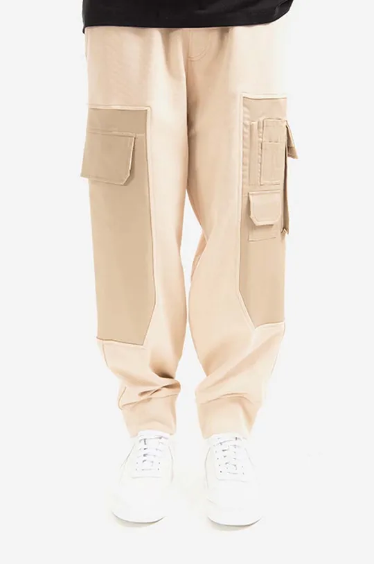 beżowy Neil Barett spodnie dresowe bawełniane Workwear Loose Sweatpnts Męski