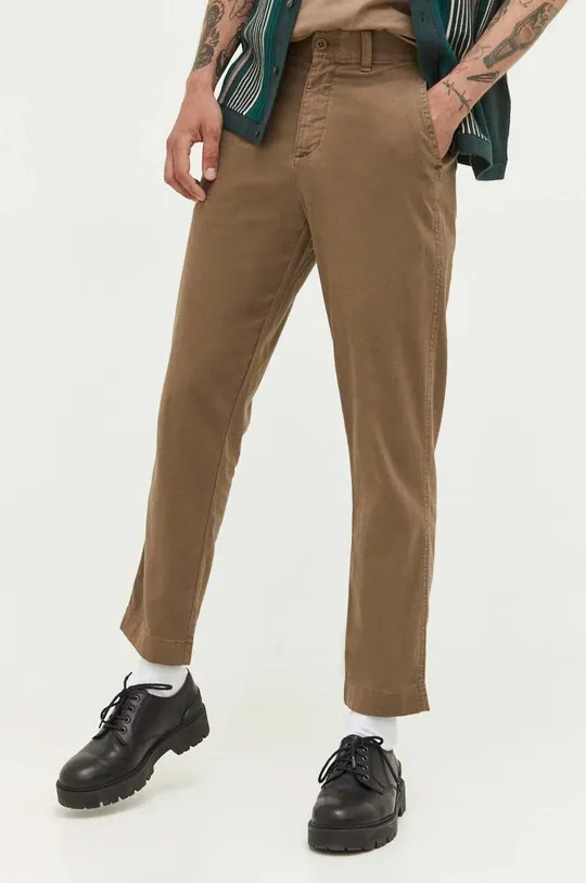 brązowy Abercrombie & Fitch spodnie z domieszką lnu Męski