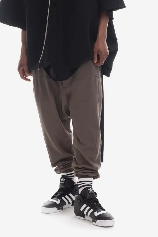 brązowy Rick Owens spodnie dresowe bawełniane Knit Męski