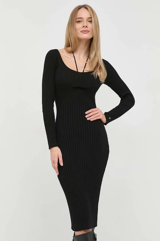 μαύρο Φόρεμα από συνδυασμό μεταξιού Guess Γυναικεία