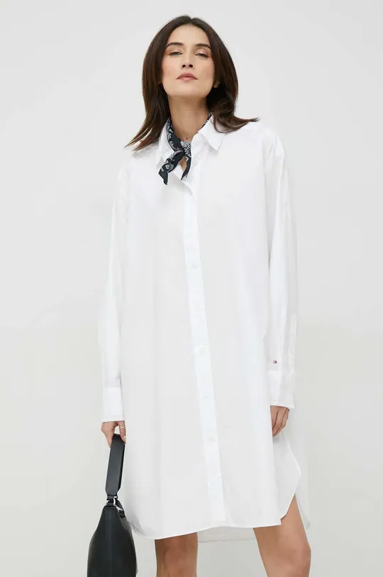 λευκό Βαμβακερό φόρεμα Tommy Hilfiger Γυναικεία