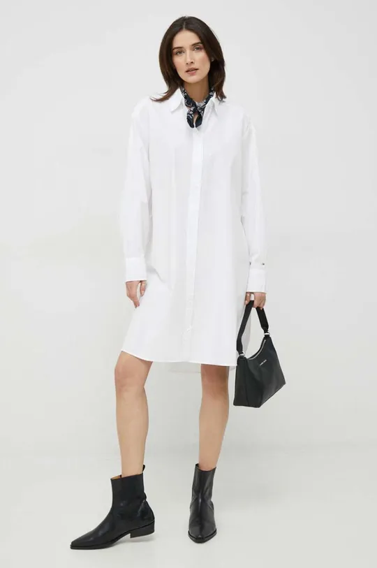 Βαμβακερό φόρεμα Tommy Hilfiger λευκό