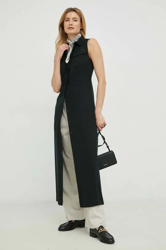 Calvin Klein ruha vászonkeverékből fekete
