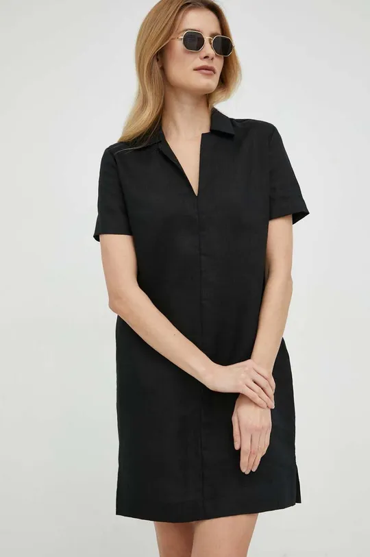 μαύρο Λινό φόρεμα Calvin Klein Γυναικεία
