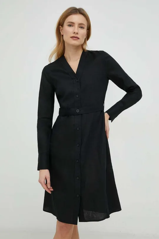 crna Lanena haljina Calvin Klein Ženski