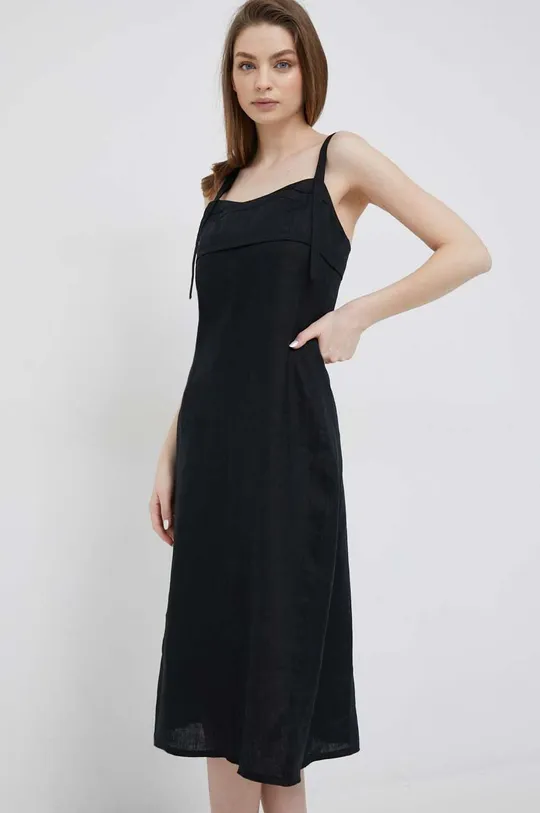 μαύρο Λινό φόρεμα Calvin Klein Γυναικεία