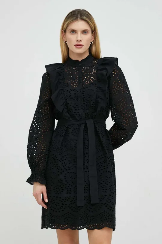 czarny Bruuns Bazaar sukienka bawełniana Sienna Kandra Damski