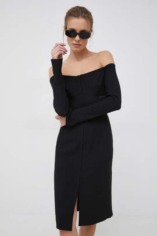 črna Obleka Calvin Klein Jeans Ženski