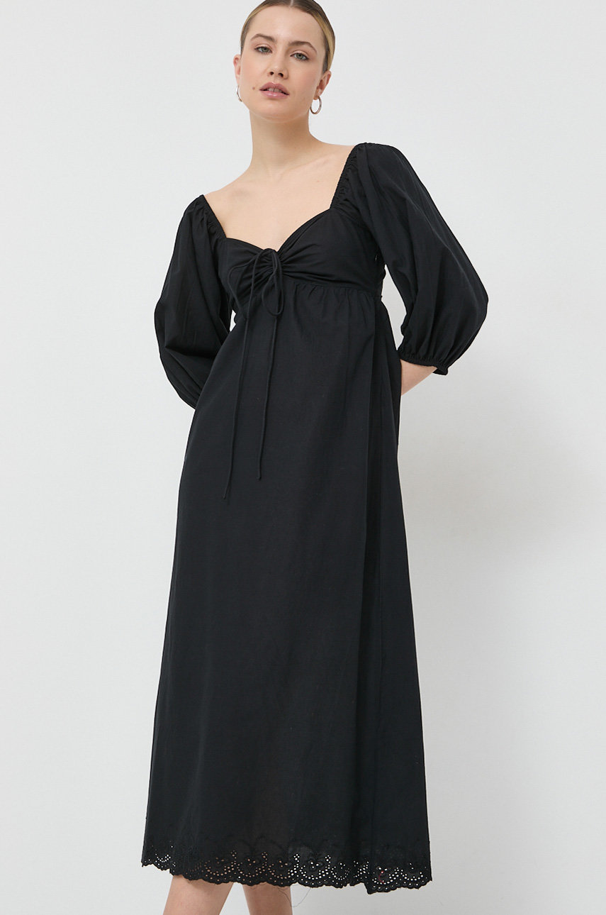 Notes du Nord rochie din bumbac Filippa legat negru 12960.