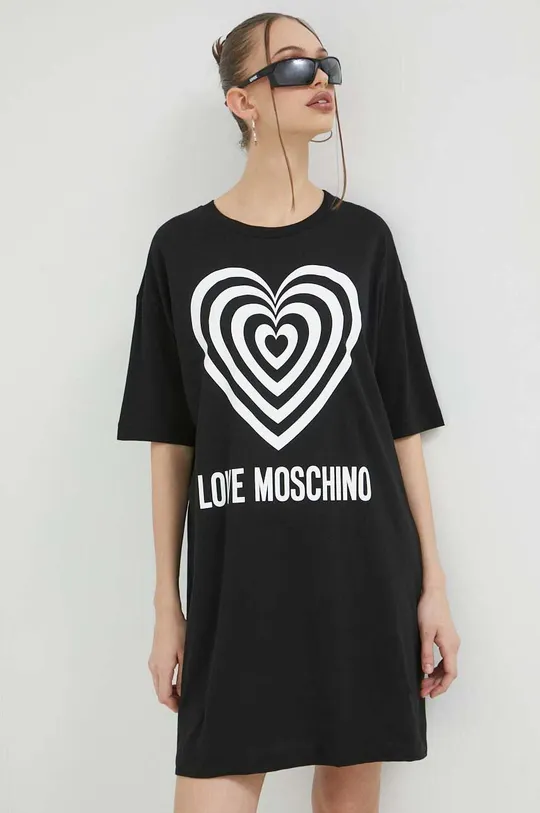 чёрный Хлопковое платье Love Moschino Женский