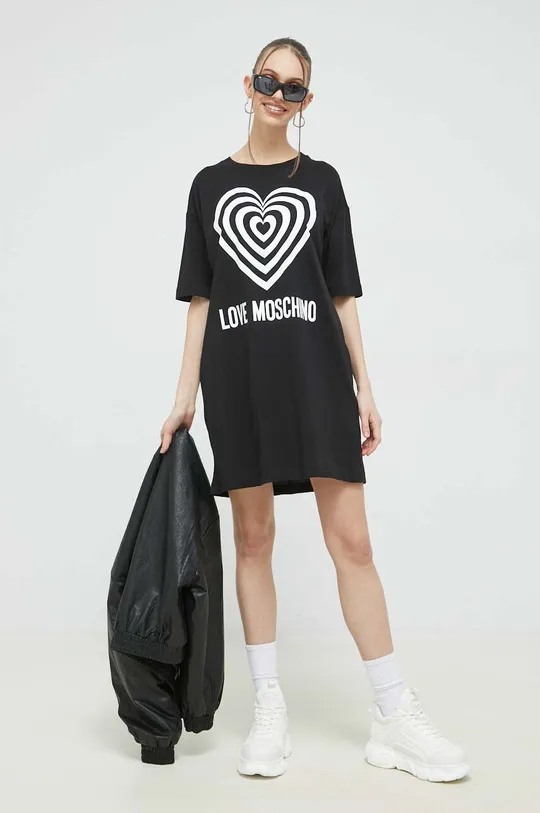 Хлопковое платье Love Moschino чёрный