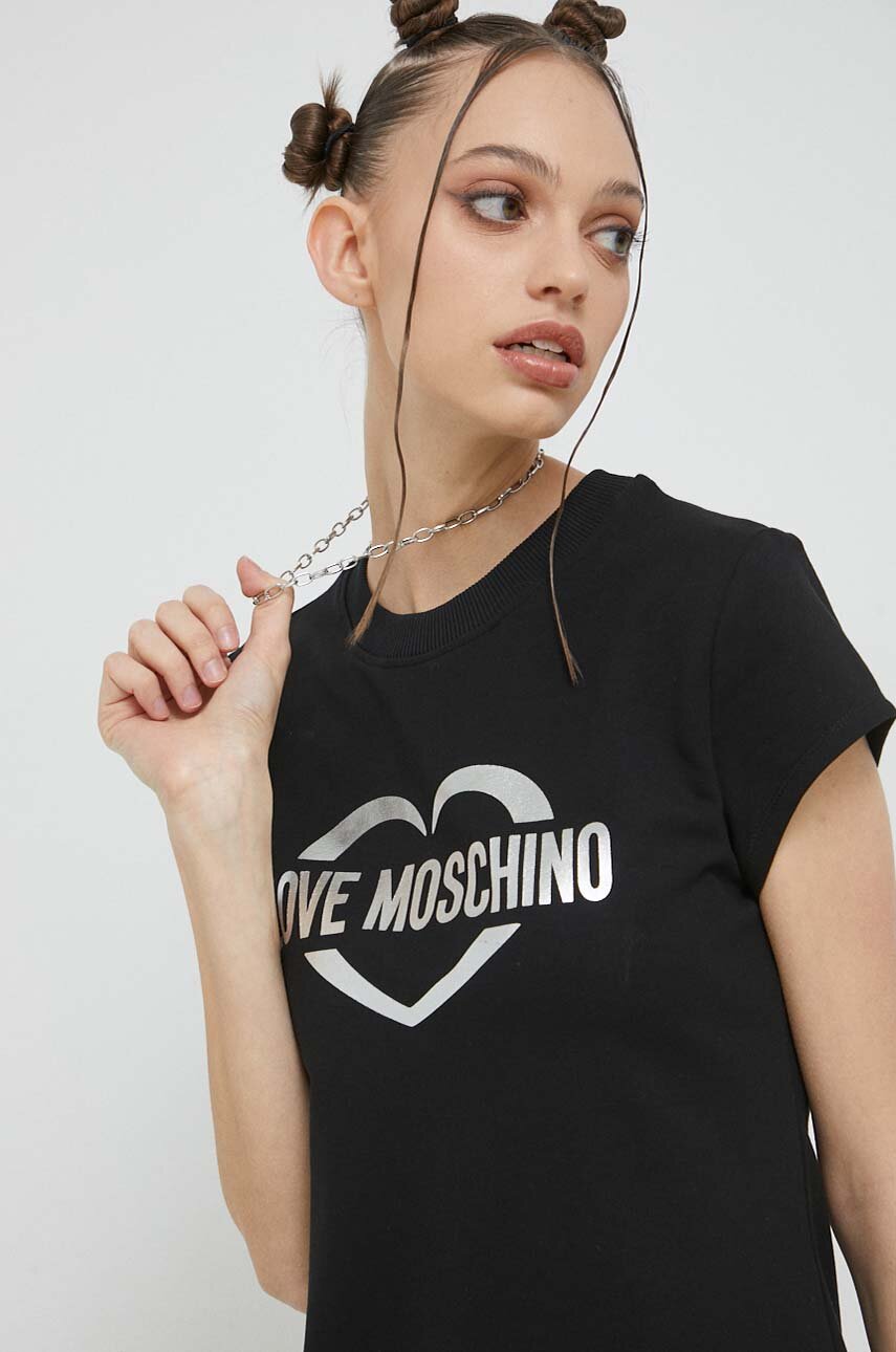 Love Moschino sukienka kolor czarny mini prosta