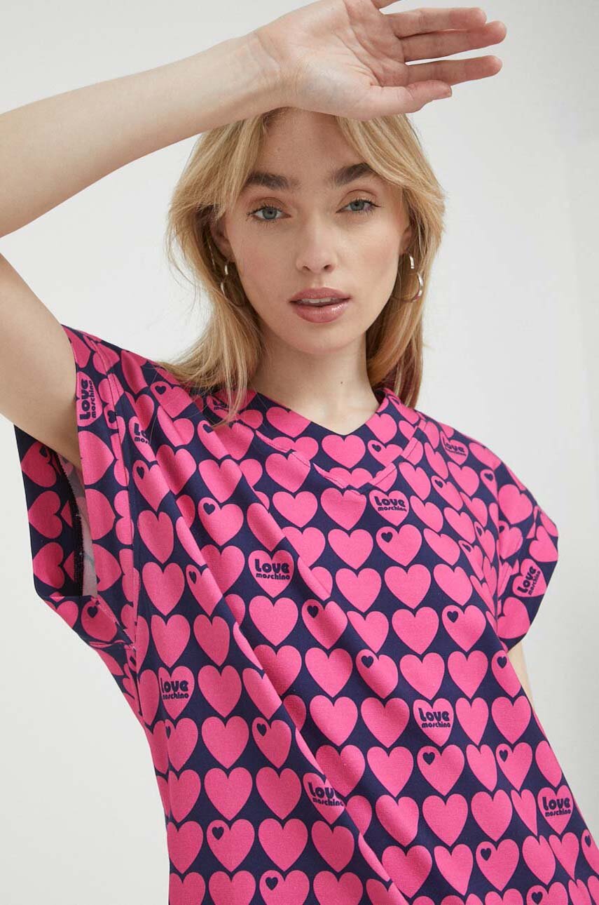 Love Moschino sukienka kolor różowy mini oversize