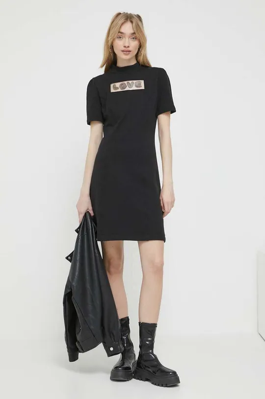Βαμβακερό φόρεμα Love Moschino μαύρο