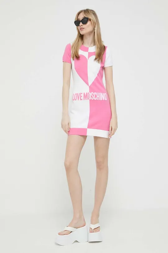 Βαμβακερό φόρεμα Love Moschino ροζ