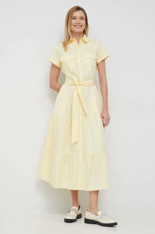 Polo Ralph Lauren sukienka bawełniana żółty