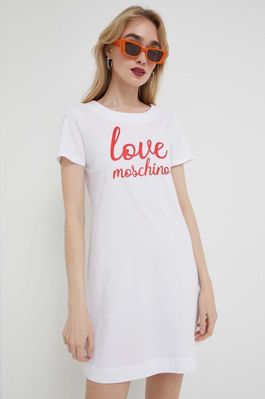 biały Love Moschino sukienka bawełniana Damski