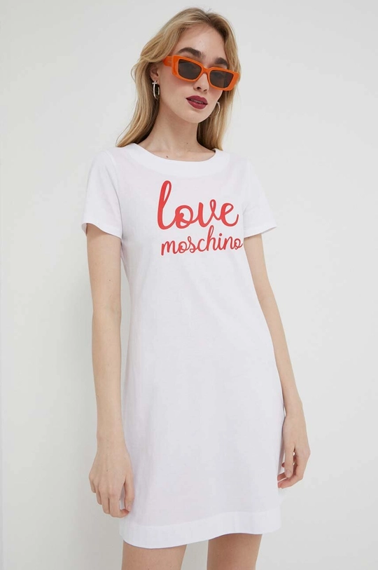 λευκό Βαμβακερό φόρεμα Love Moschino Γυναικεία