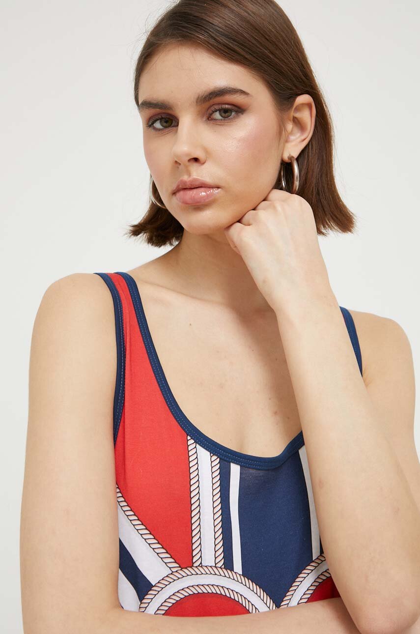 Love Moschino sukienka bawełniana kolor niebieski mini prosta