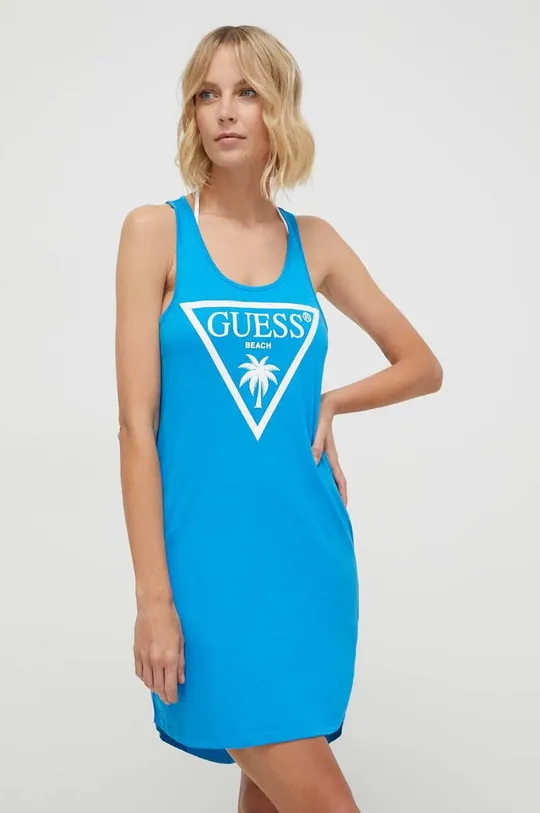Bavlnené šaty Guess modrá