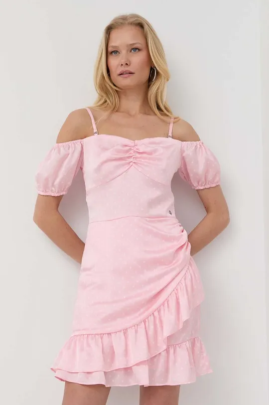 Guess sukienka tkanina różowy W3GK54.WD8G2