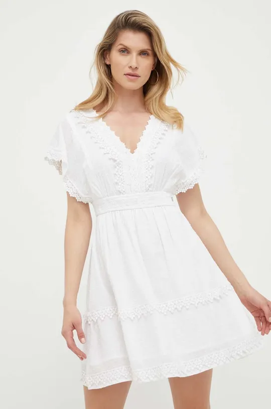 λευκό Βαμβακερό φόρεμα Guess Γυναικεία