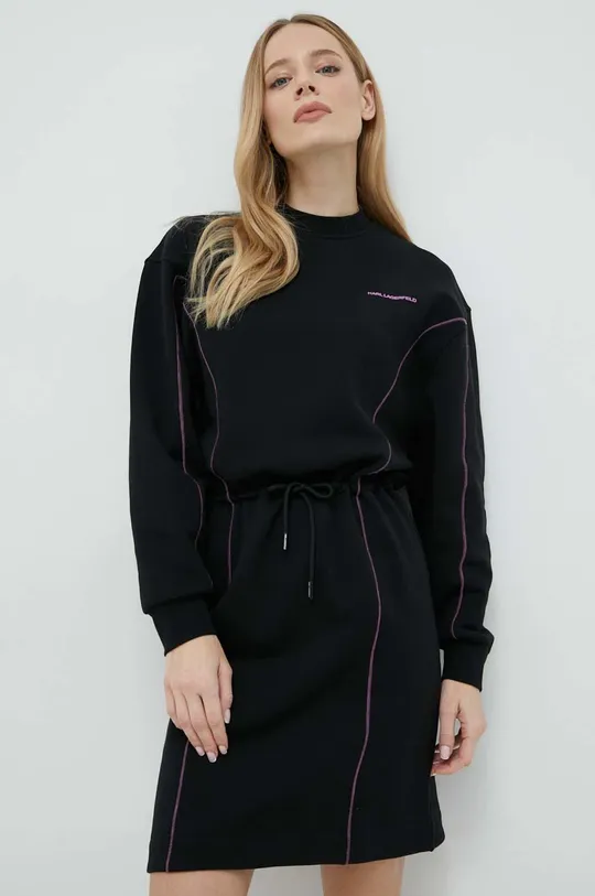črna Bombažna obleka Karl Lagerfeld Ženski