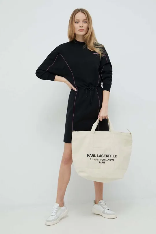 Karl Lagerfeld pamut ruha fekete