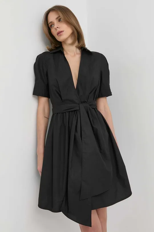 Βαμβακερό φόρεμα Twinset μαύρο