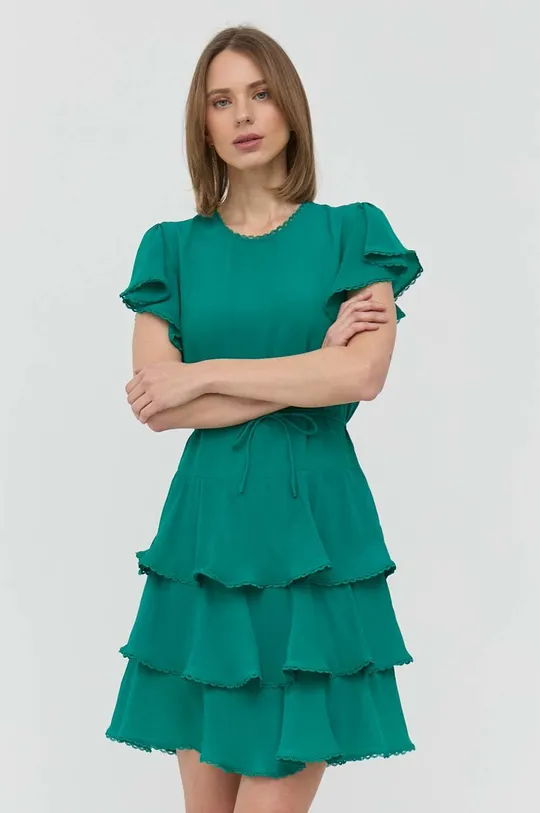 Φόρεμα από συνδιασμό μεταξιού Twinset πράσινο
