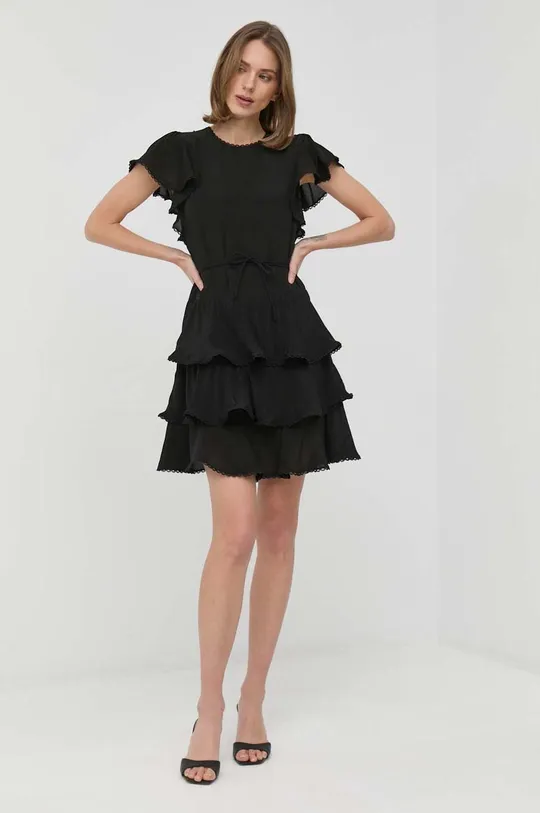 Φόρεμα από συνδιασμό μεταξιού Twinset μαύρο