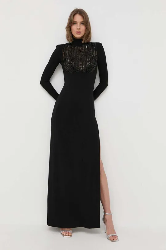 μαύρο Φόρεμα από συνδιασμό μεταξιού Elisabetta Franchi Γυναικεία