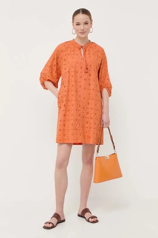 oranžová Bavlnené šaty Marella Dámsky
