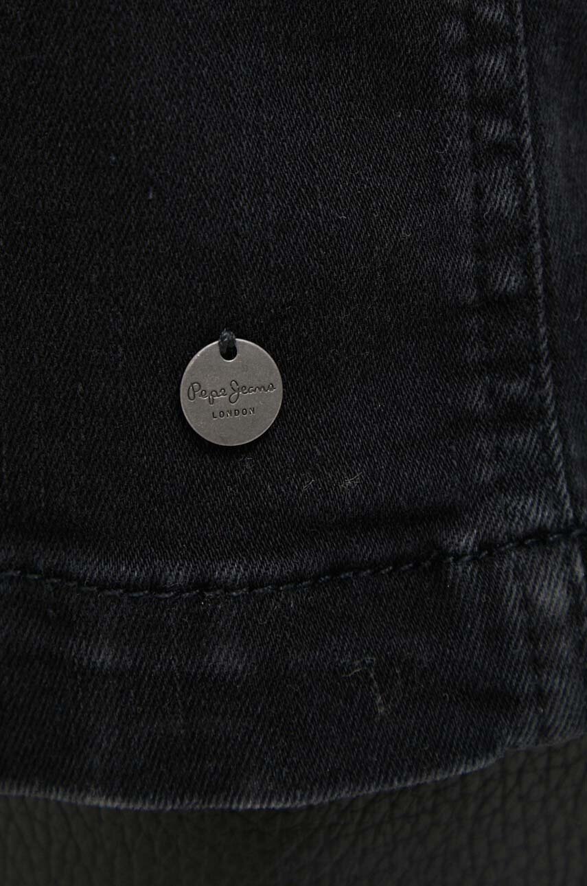 Pepe Jeans sukienka jeansowa Nuria kolor czarny midi dopasowana