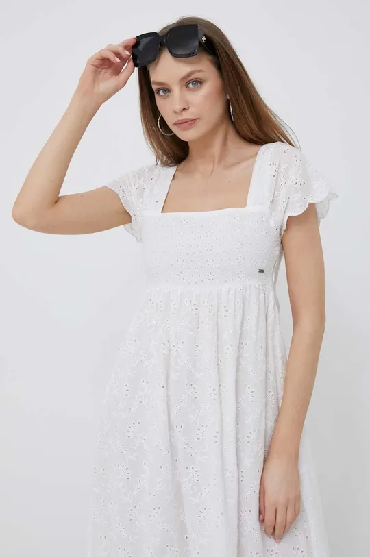 λευκό Βαμβακερό φόρεμα Pepe Jeans