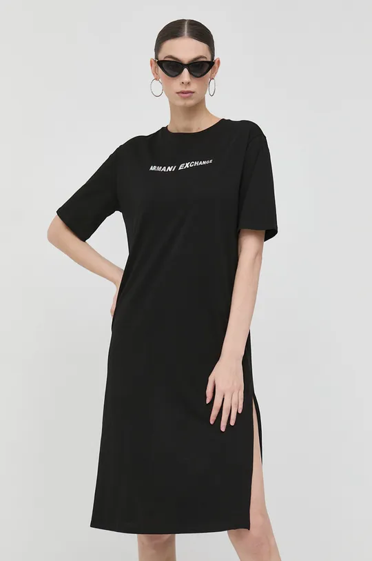 czarny Armani Exchange sukienka bawełniana Damski