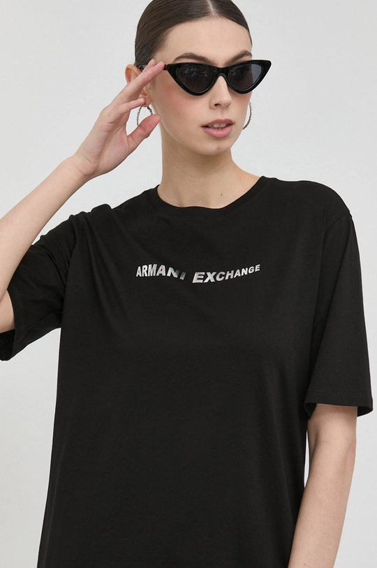 črna Bombažna obleka Armani Exchange