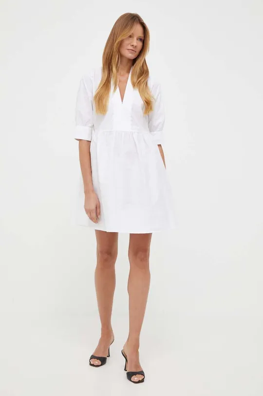 Βαμβακερό φόρεμα Twinset λευκό