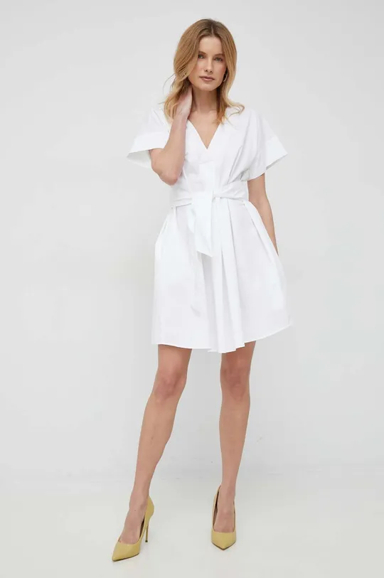 Pamučna haljina Emporio Armani bijela