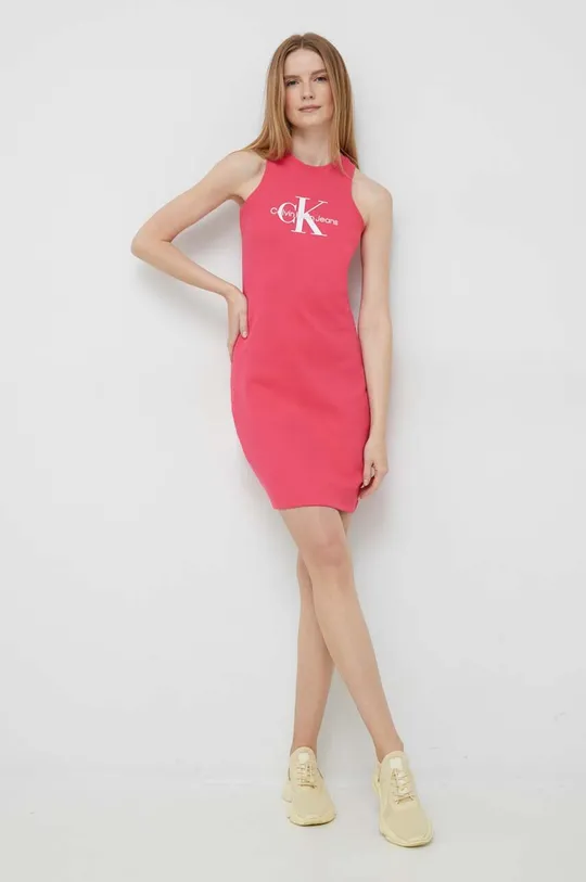roza Obleka Calvin Klein Jeans Ženski