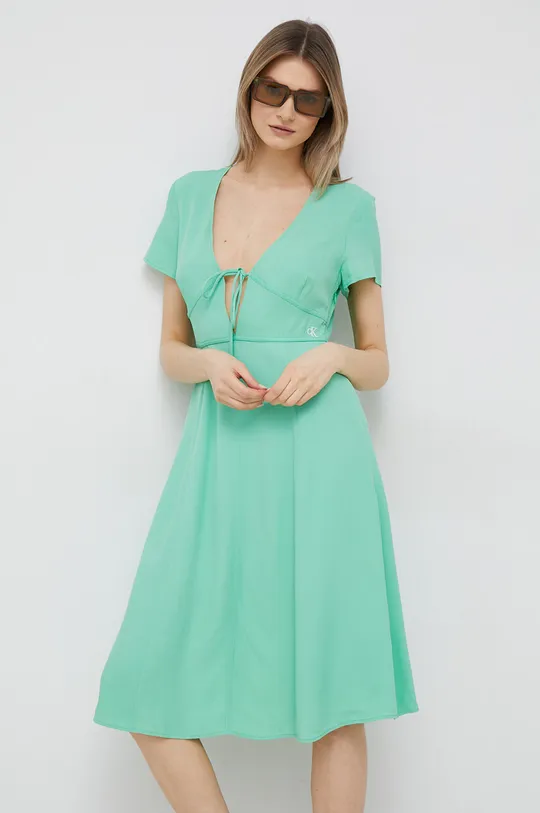 zelena Obleka Calvin Klein Jeans Ženski