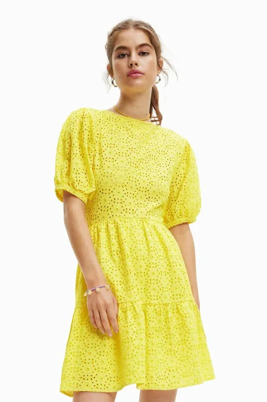 жёлтый Хлопковое платье Desigual Женский