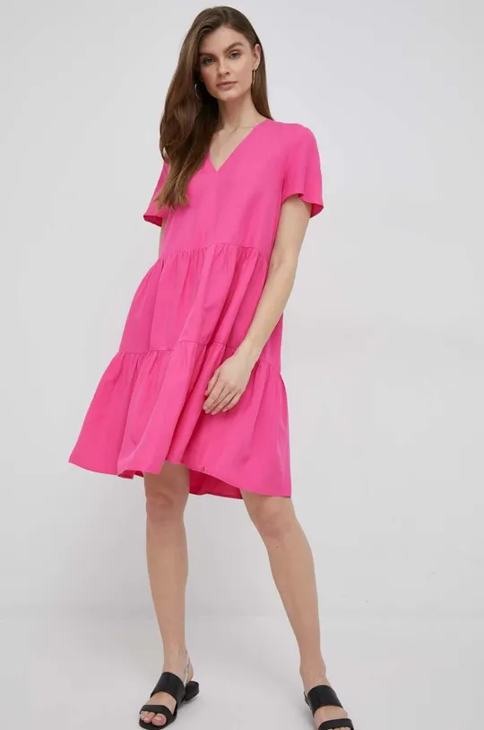 Φόρεμα από λινό μείγμα Pennyblack ροζ