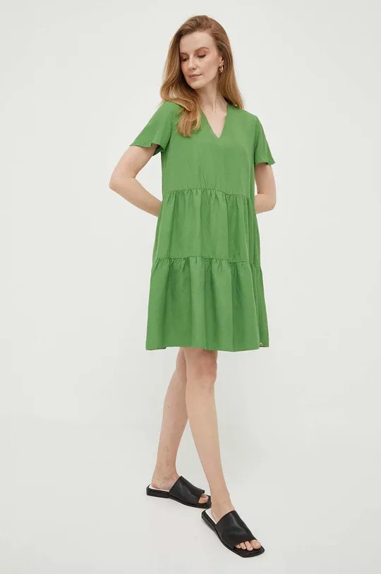 Φόρεμα από λινό μείγμα Pennyblack πράσινο