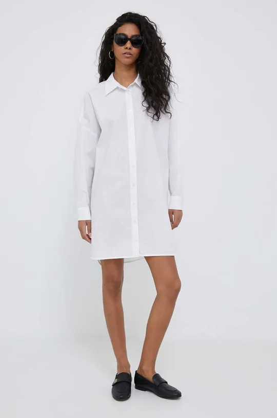 Βαμβακερό φόρεμα Sisley λευκό