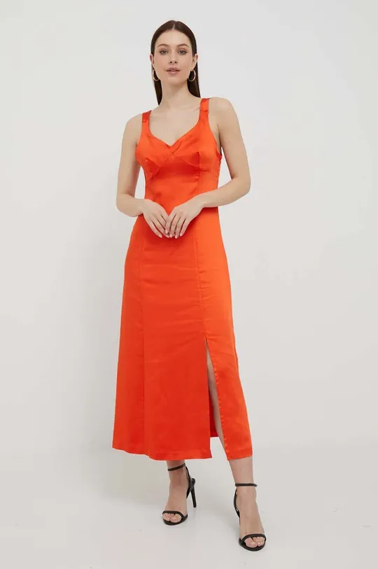 oranžna Obleka United Colors of Benetton Ženski