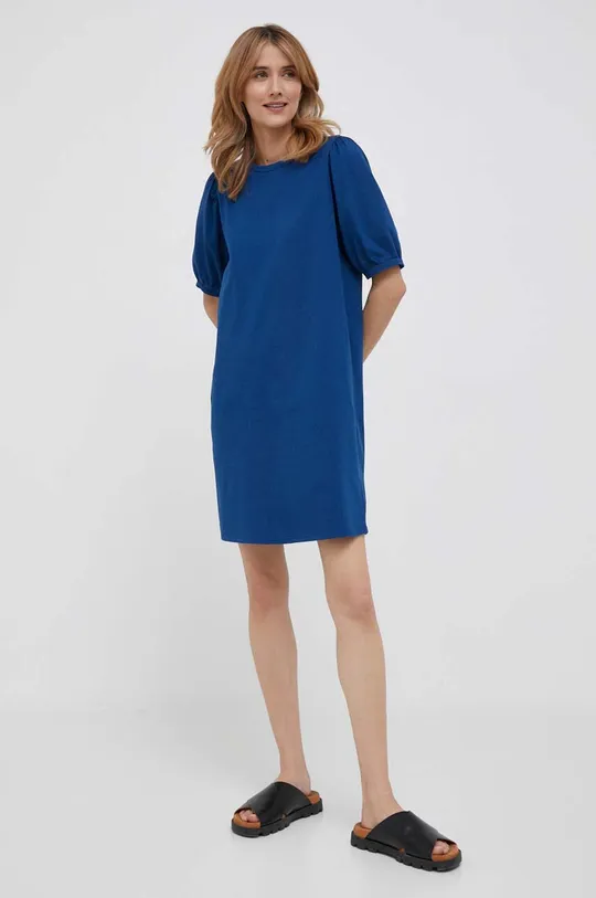 Хлопковое платье United Colors of Benetton тёмно-синий