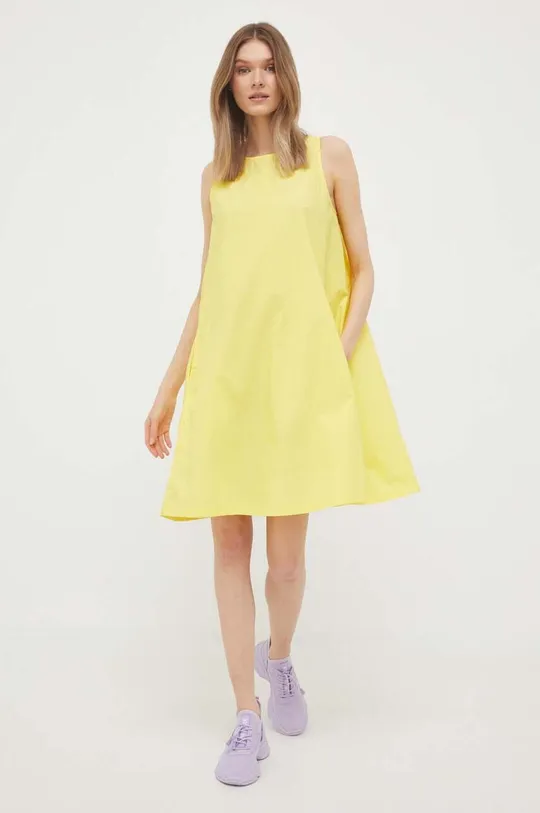 κίτρινο Βαμβακερό φόρεμα United Colors of Benetton Γυναικεία