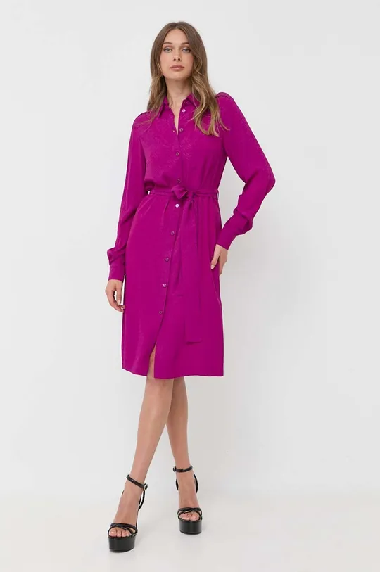 Obleka s primesjo svile Pinko vijolična